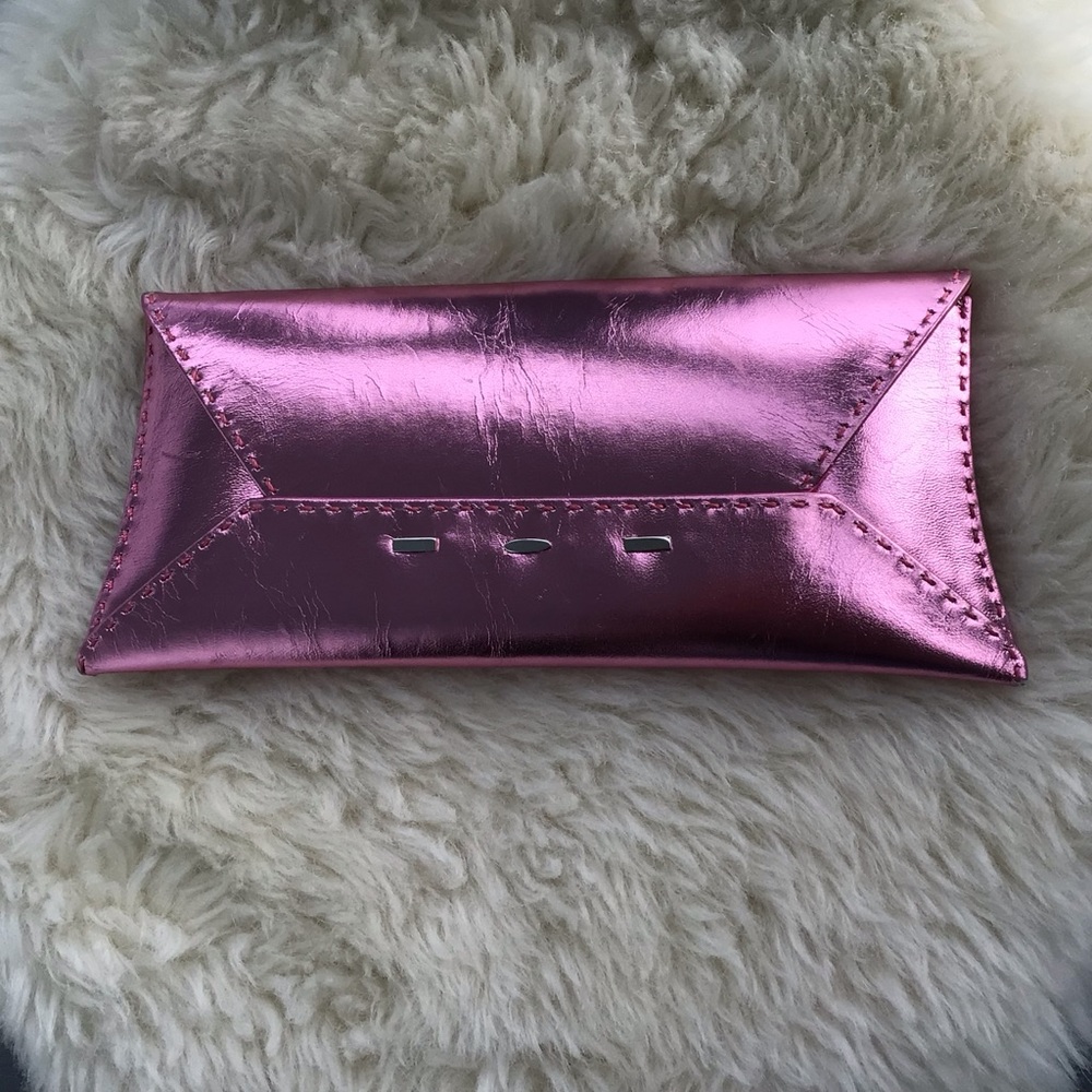 Fascinating Hot Pink Metallic Leather Clutch by VBH Manila First Edition - WOW